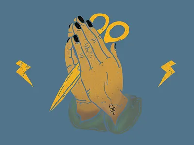Cut black design doodle fiesta florida gold hands illustration jacksonville pray praying hands scissor scissorfiesta vector yellow