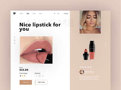 Lipstick Websait UI bag beautiful buy coloful creative design dribbble fashion inteface lipstick logo minimal photoshop shopping typography ui ux web website