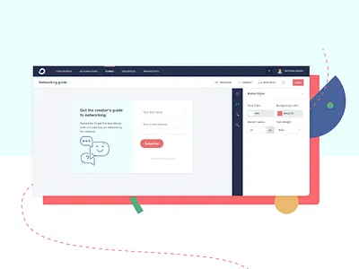 Forms in ConvertKit app screenshot header image hero image illustration