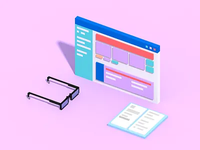 Readability 3d flat illustration isometric voxel web