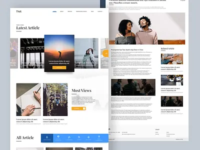 Blog pages blog card design detail flat illustration interaction landing minimal news page shadow tabbar ui ux web