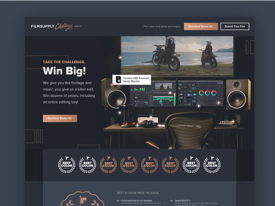 Filmsupply Challenge Landing contest design editing film header hero landing page music ui website