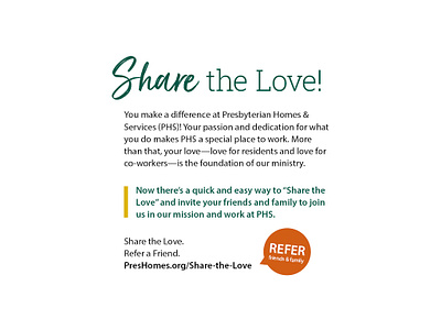 PHS Employee Referral Campaign - Share the Love! creative direction graphic design motion graphics video p