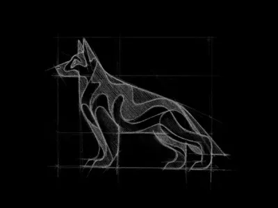 German Shepherd animal creative design drawing emblem geometric german shepherd ghitea design graphic designer hand drawing hatching logo logo designer logo mark logo sign mark pencil sketch symbol web service branding