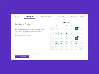 Edit Dates UI calendar finance fintech interaction ui design ui interaction ux