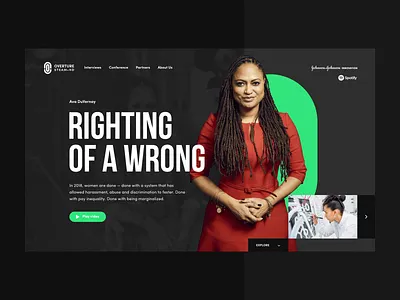 Overture Stem HD app black bold dark design green hellohello overture typography ui ux web website woman