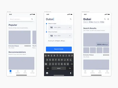 Travel App - Wireframes app dashboard design freebie hotel booking ios material minimal sketchapp travel app travel app ui ui user experience ux
