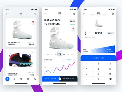 Otis Sneaker Bid Flow app design blue mobile app clean clean app clean app design ecommerce ecommerce app mobile mobile app mobile app design mobile app experience mobile shopping shop shop app shopping sneaker sneaker shopping sneakerhead sneakers