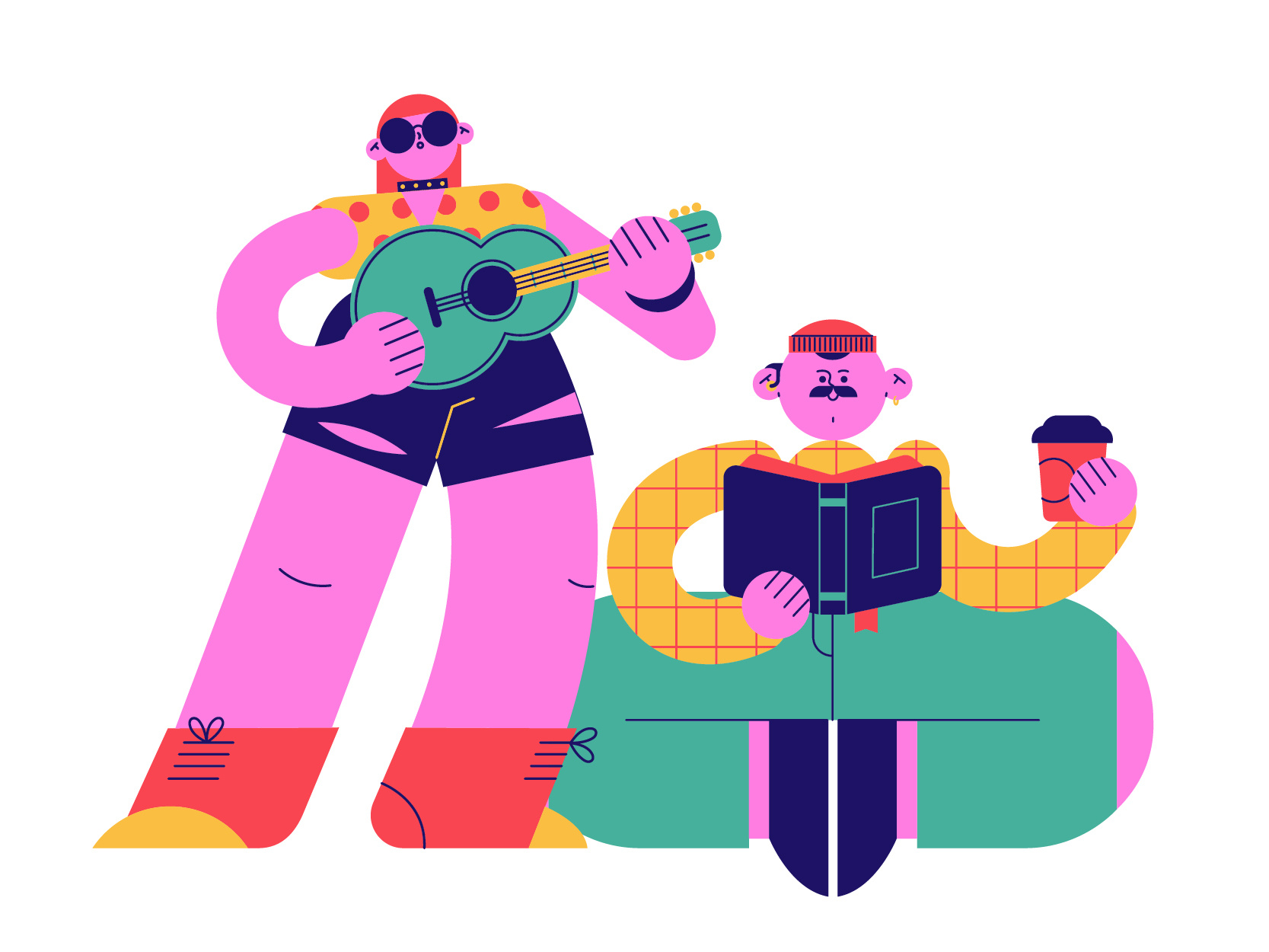 Example of Personified Playful Abstract People for Canva.com