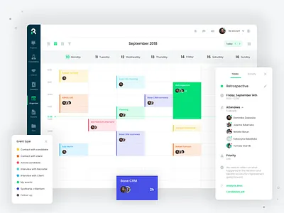Calendar view app applicant tracking software applicant tracking system application ats calendar categories meeting organizer recruiting recruitment schedule scheduling ui ux web