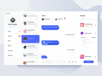 Design Teams app blue blue and yellow character chat design green app mac app macos together web work