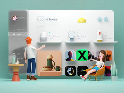 Smart Home Dashboard _ cyan 3d c4d charachter design design flat home illustration smart home ui ux