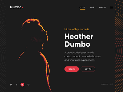 Dumbo Portfolio UI clean daily ui dark ui landing page minimal portfolio resume ui uihues