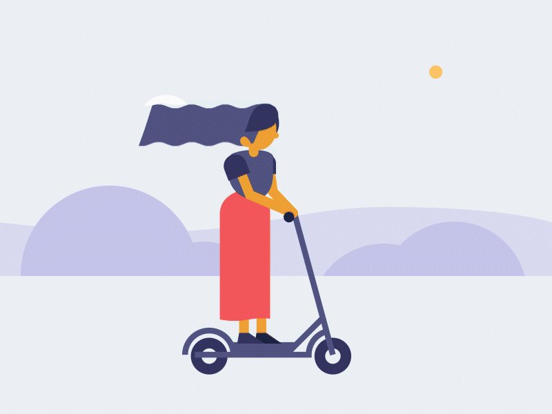 Scootin' after effects animation commuting flat gif hair illustration scooter