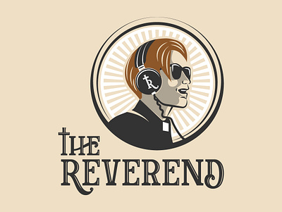 The Reverend badge branding design emblem face logo flat illustration logo logos reverened vector vintage