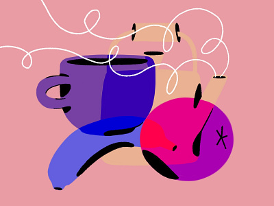 Tea Time 2d banana branding breakfast custom darkcube design digitalart draw drawing drawing fruit illustration illustration orange juice pattern tea teapot ui ux vector web