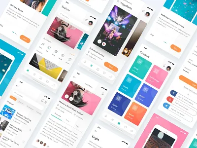 Event App app card conference design event eventbrite ios login music onboarding search signup ticket uiux