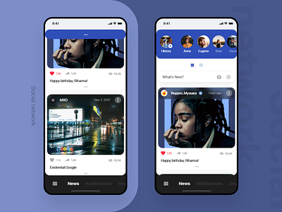 Social network adobe xd app design kit ui xd