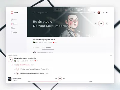 Player 2019 app audio clean design2019 dribbble light list playback player playlist top transcription trends ui video webdesign