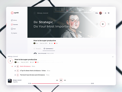 Player 2019 app audio clean design2019 dribbble light list playback player playlist top transcription trends ui video webdesign