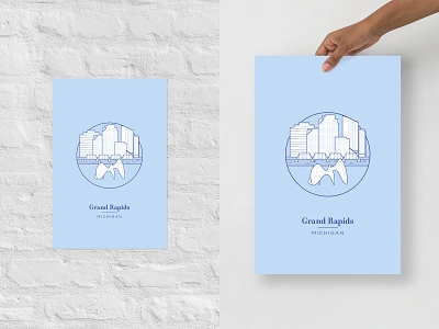 Grand Rapids Skyline Poster 01 branding branding comapny city city skyline cityscape derek mohr detroit grand rapids graphic design illustration logo michigan midwest poster skyline typography