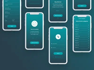 Connected2 Drivers App app applicaiton gradient green mobile app mobile app design ui ui ux design