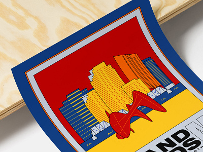 Grand Rapids Retro Skyline Poster 02 80s city poster cityscape derek mohr detroit grand rapids graphic design logo michigan primary colors retro retrowave skyline