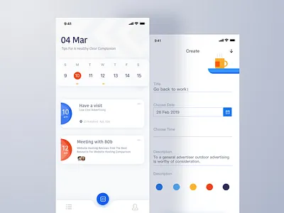 Todo app calendar cards color design list mobile schedule todo ui