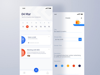 Todo app calendar cards color design list mobile schedule todo ui