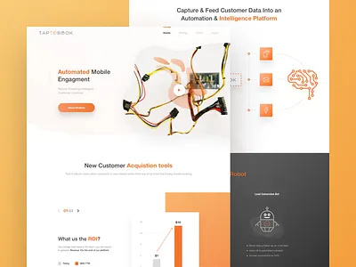 TapToBook _ Homepage design app clean design engagement experience home homepage interface mobile engagement orange tech technology ui user experience user interface ux web wireframe yellow