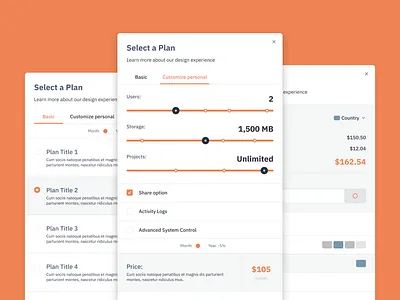 Select A Plan checkout forma modal plan pricing select a plan ui ux web