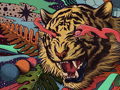 Tiger beast galaxy ink moleskine planets psychedelic space stars tiger tigers vortex