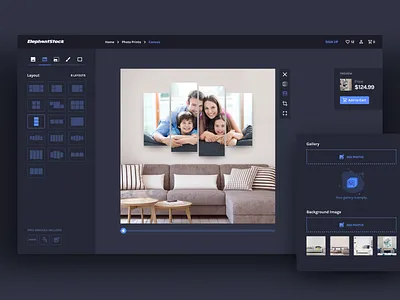 Unique canvas prints website, Elephantstock builder design desktop e commerce effects layout photo stock uxui website