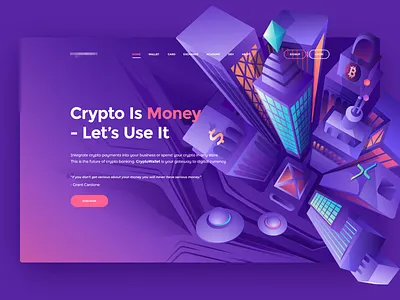 Hero image - Crypto city btc city coin crypto crypto currency crypto exchange crypto website cryptocurrency design exchange header hero image illustration interface landing landing page money page wallet web