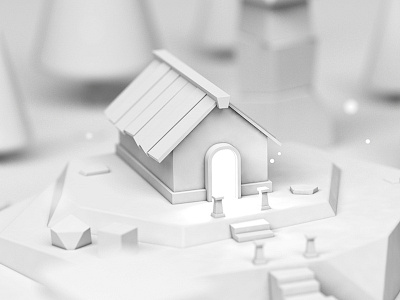 Clay Render 3d 3d model c4d cabin clay house low poly render