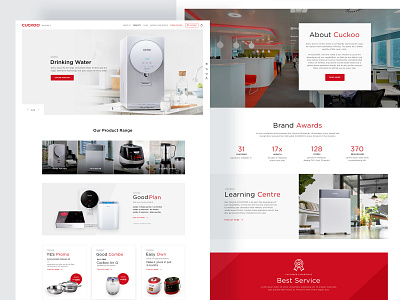 Cuckoo: homepage design concept appliances categories clean cuckoo design e commerce e commerce ecommerce homepage red sale ui design user experience design webshop website ‎water purifiers