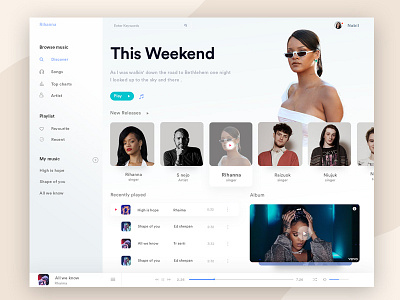 Music Player Dashboard (Light Version) application ui artist profile dashboard desktop app iphone mac app music album music app music player dashboard typography ui ux