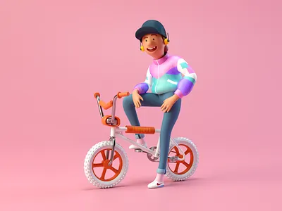 BMX KID 3d 80s bike c4d characterdesign cinema4d hero image octane octanerender render retro