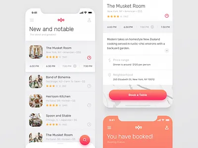 Restaurant booking app booking design interface ios iphone mobile restaraunt ui ux