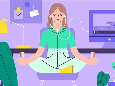 Be Happy Illustration character design editorial find joy happiness illustration illustrator meditate meditation office visual design work zen