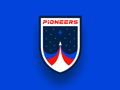 Northland Pioneers Athletics Branding athletics badge basketball blue college football patch red sports white