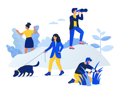 404 2d 404 404 error 404 page blue character creative digital dog flat flat design girl illustration man people plants search