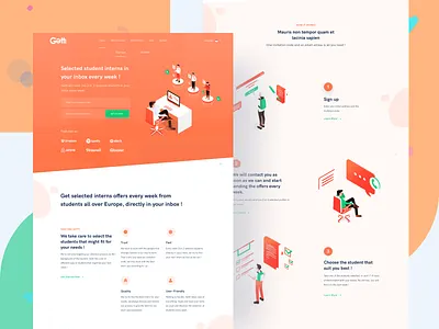 Getti Startup Landing Page connect freelance homepage illustration internship isometric job landing page marketplace micro platform startup student ui website work