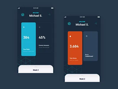 Trivia App - Alternative app colourful dashboard design futuristic geometric homescreen ios iphone mobile quiz stats trivia ui ux