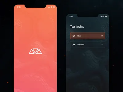 Anthem Companion App Concept - Splashpage & Javelin selection anthem app companion concept dark design game ios list ui ps4 settings sketch splashpage ui ux