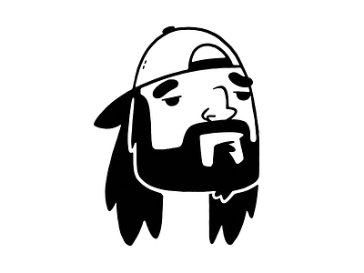 Silent bob Icon 80s 90s beard black and white blake stevenson cartoon hat hipster icon illistration jetpacks and rollerskates kevin smith logo logo design movie nerd rad retro silent bob vector