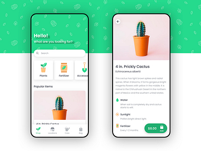 Sapling App app concept dailyui ecommence illustrations ios iphone mobile plants