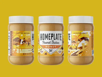 Homeplate Peanut Butter Honey branding homeplate illustration package design peanut butter redesign