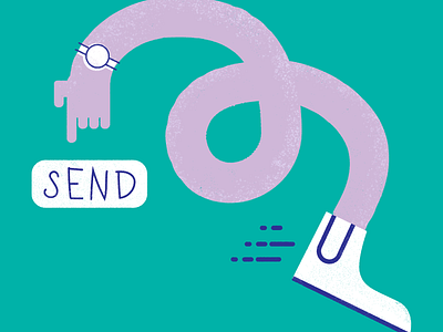 Press send and run! boot email finger foot hand purple run send watch