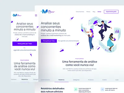 Email Metrics Hheader app cta desk desktop email header hero homepage illustration interface landing landing page mobile parallax responsive sass startup ui web app webapp